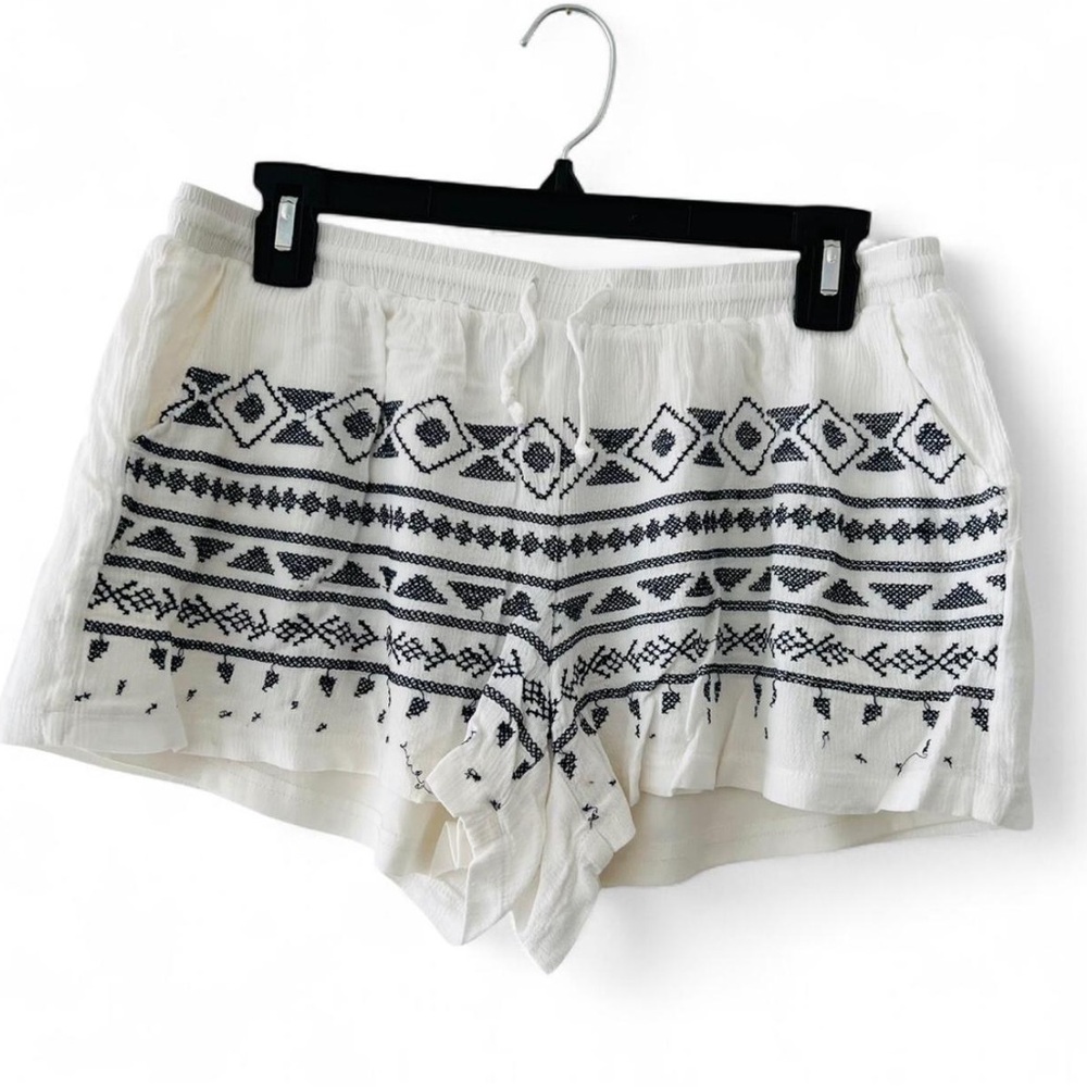 Solitaire Swim Embroidered Gauze Beach Cover-Up Shorts